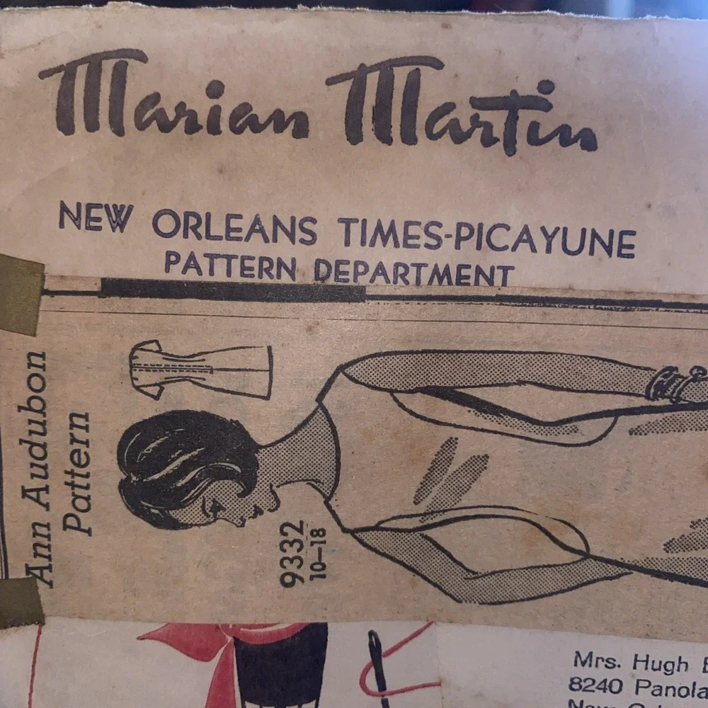 Vintage Marian Martin 9332 Misses Dress Sewing Pattern Size 16 Cut 1960s